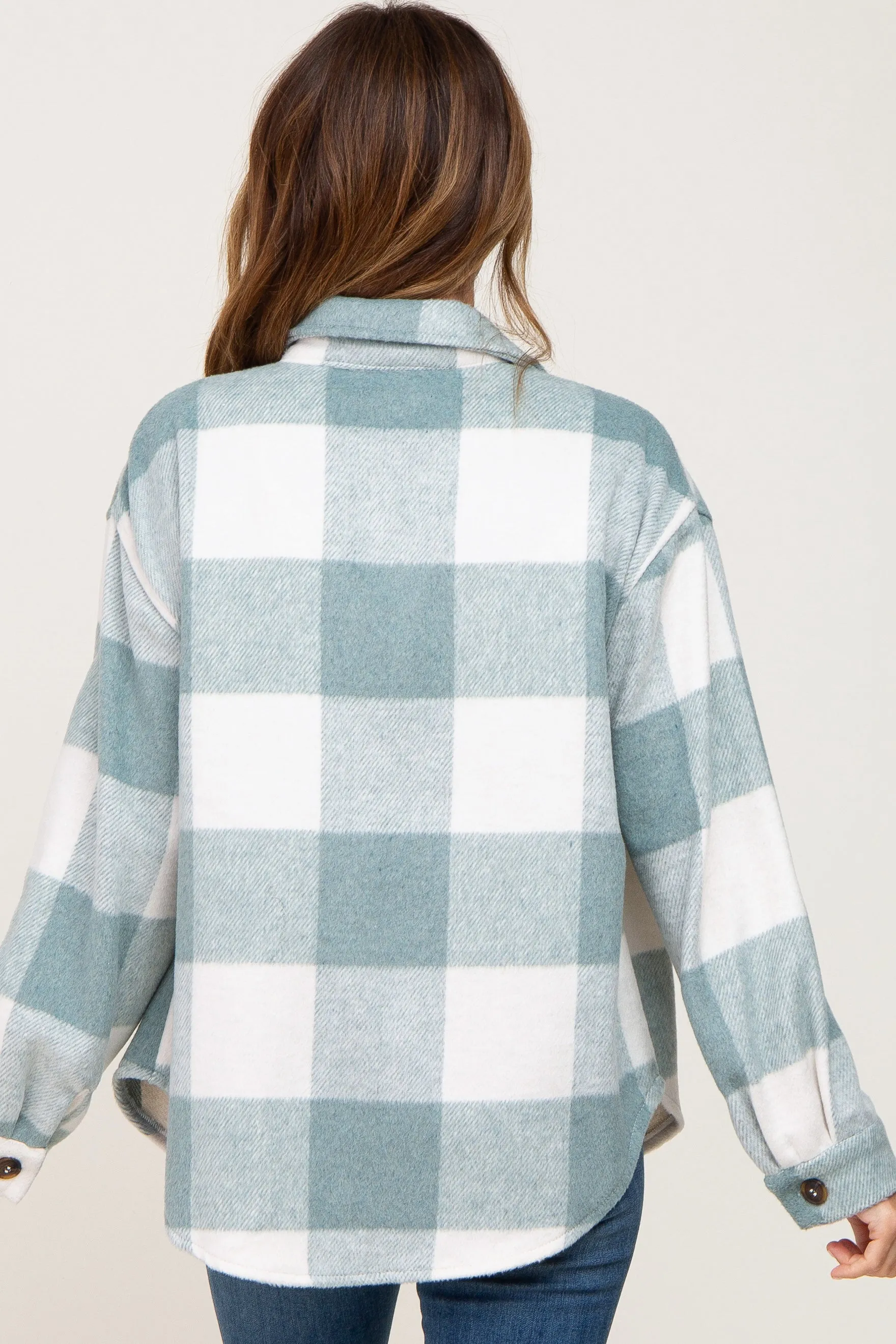 Green Plaid Knit Shirt Jacket sold by Pinkblush product image thumbnail 3