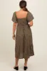 Olive Floral Smocked Maternity Midi Dress sold by Pinkblush