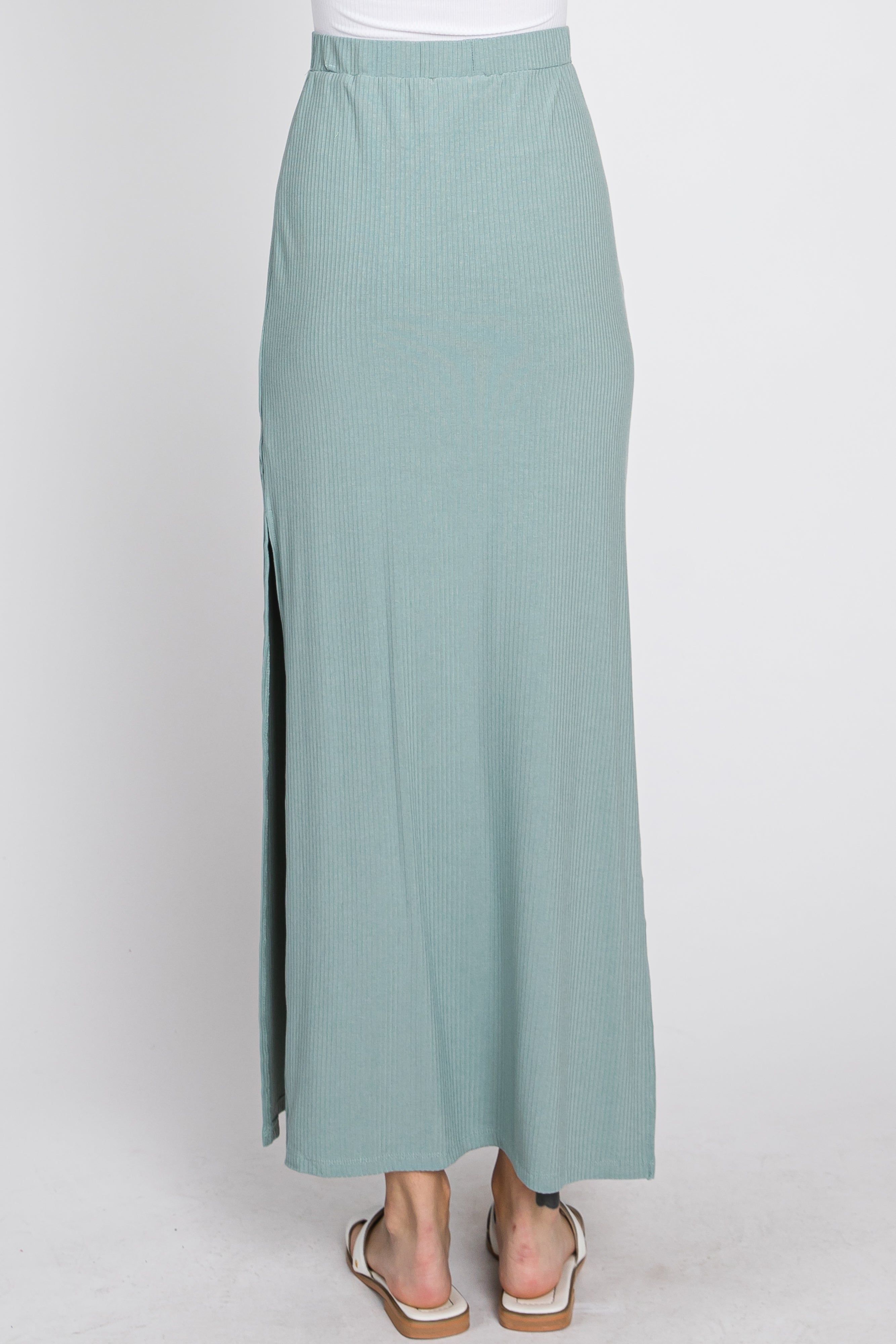 Mint Ribbed Side Slit Maxi Skirt sold by Pinkblush product image thumbnail 8