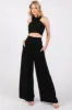 Black Linen Smocked Top and Pants Maternity Set sold by Pinkblush