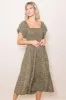 Olive Floral Smocked Maternity Midi Dress sold by Pinkblush