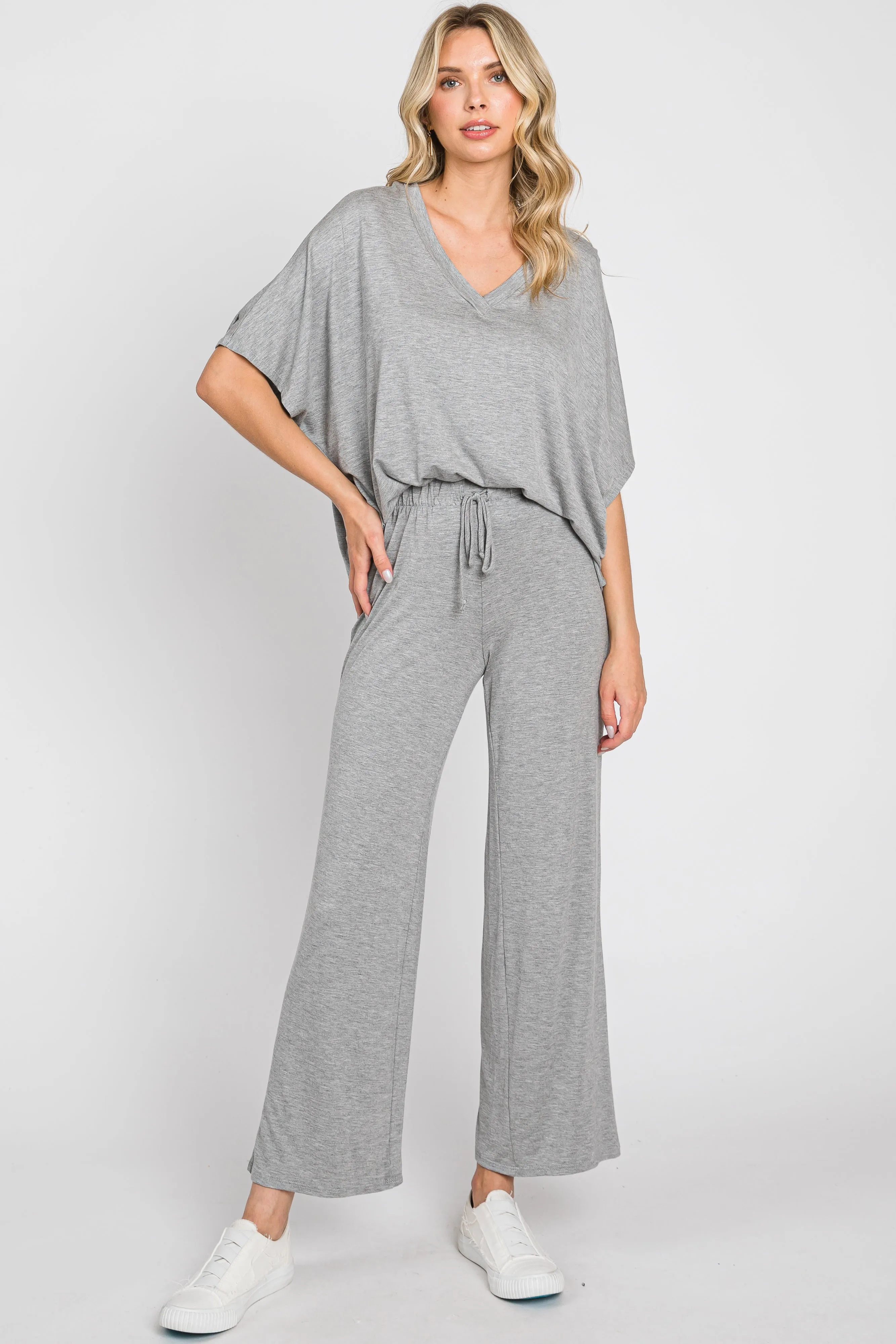 Heather Grey Cropped Pant Maternity Set sold by Pinkblush