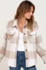 Beige Plaid Knit Maternity Shirt Jacket sold by Pinkblush