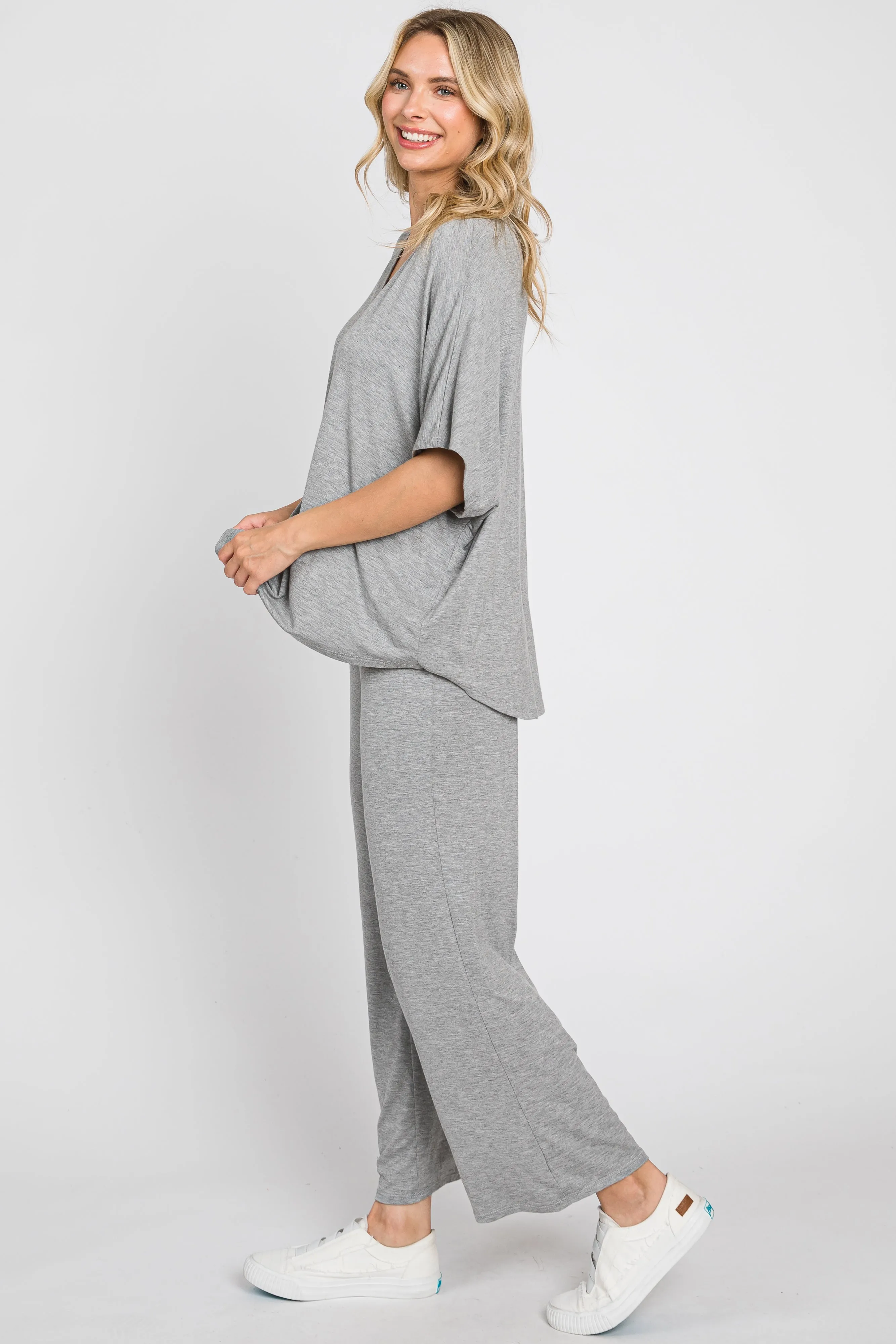 Heather Grey Cropped Pant Maternity Set sold by Pinkblush product image thumbnail 2