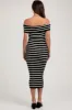 Black Striped Ribbed Off Shoulder Maternity Midi Dress sold by Pinkblush