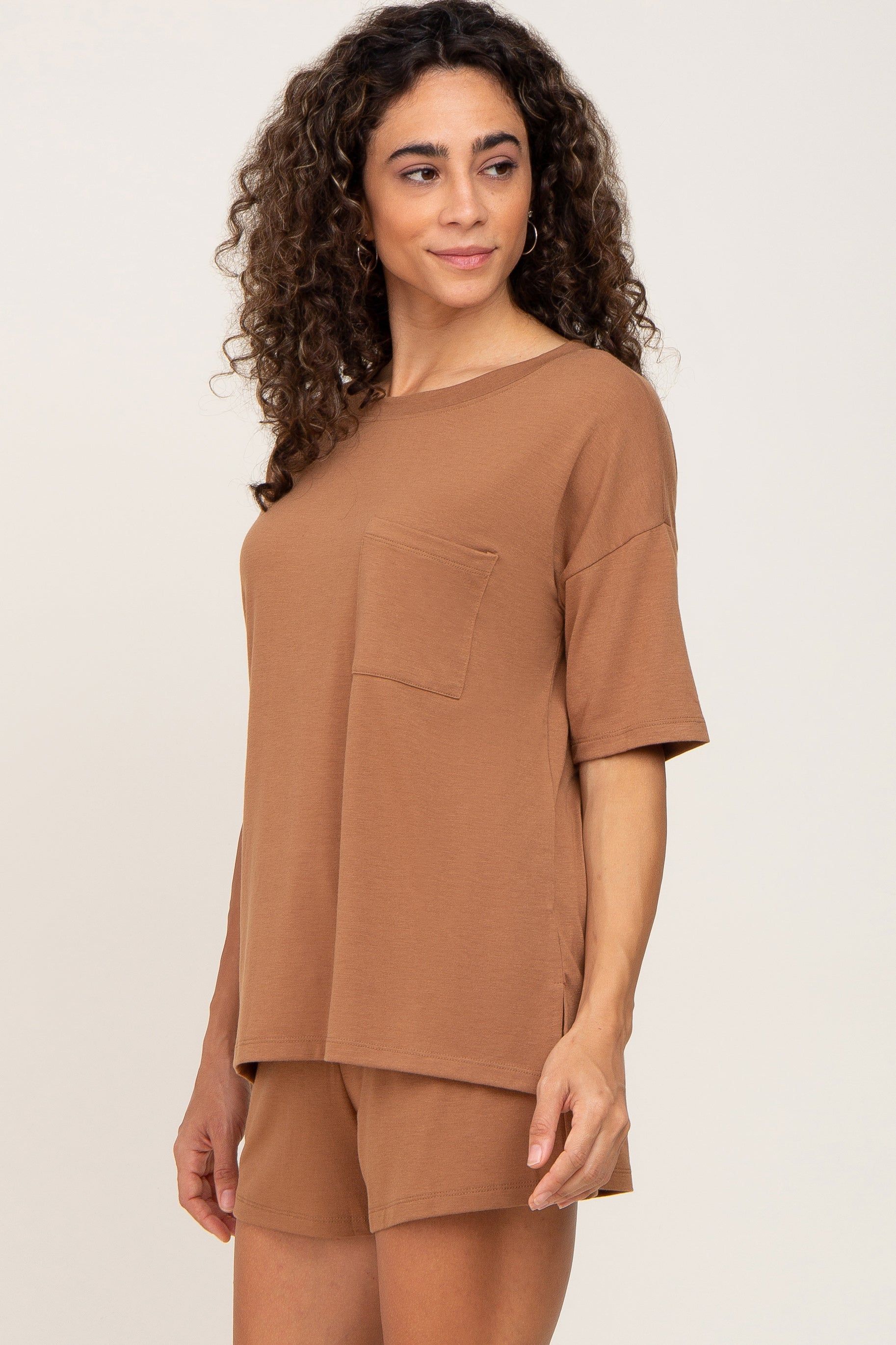 Camel Pocket Front Pajama Short Set sold by Pinkblush product image thumbnail 2