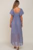 Blue Grey Pleated Puff Sleeve Matenrity Maxi Dress sold by Pinkblush