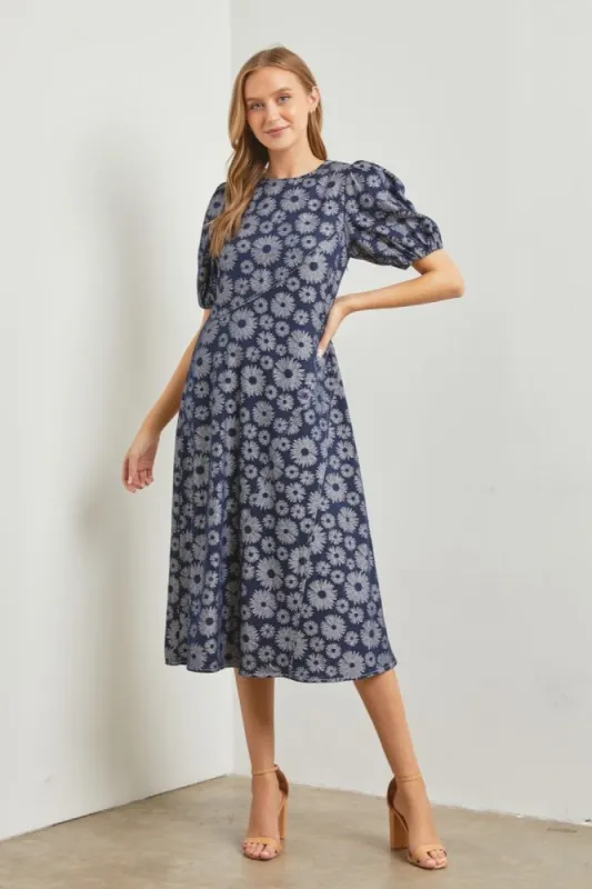 Navy Asymmetric Woven Dress sold by Pinkblush