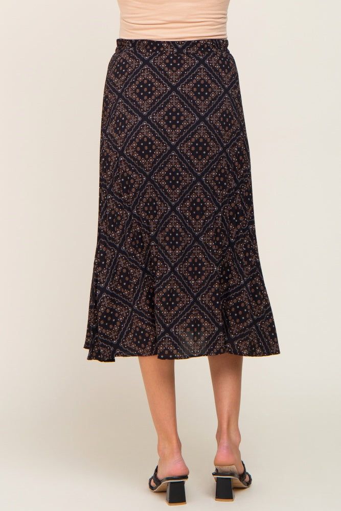 Black Printed Pleated Maternity Midi Skirt sold by Pinkblush product image thumbnail 4