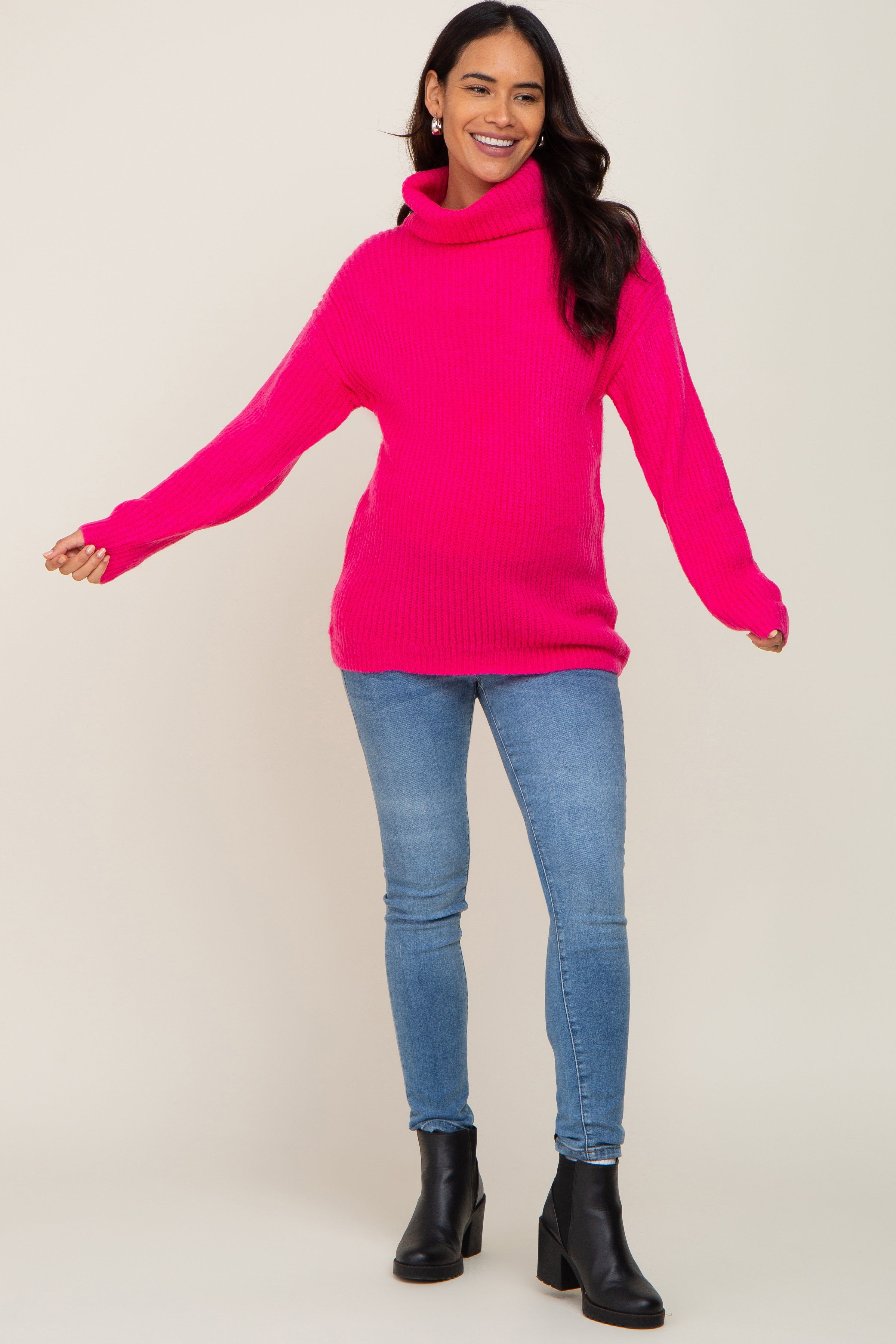 Fuchsia Soft Knit Cutout Back Maternity Sweater sold by Pinkblush product image thumbnail 4