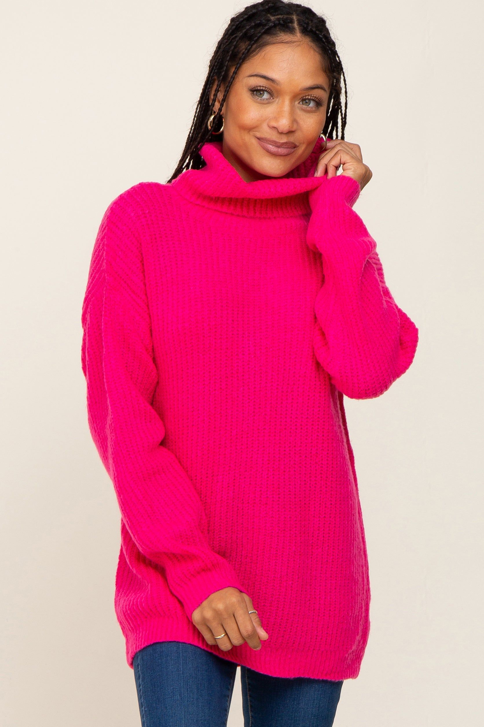 Fuchsia Soft Knit Cutout Back Maternity Sweater sold by Pinkblush product image thumbnail 5