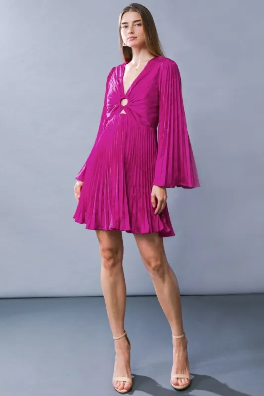 Magenta Pleated Cutout Dress sold by Pinkblush