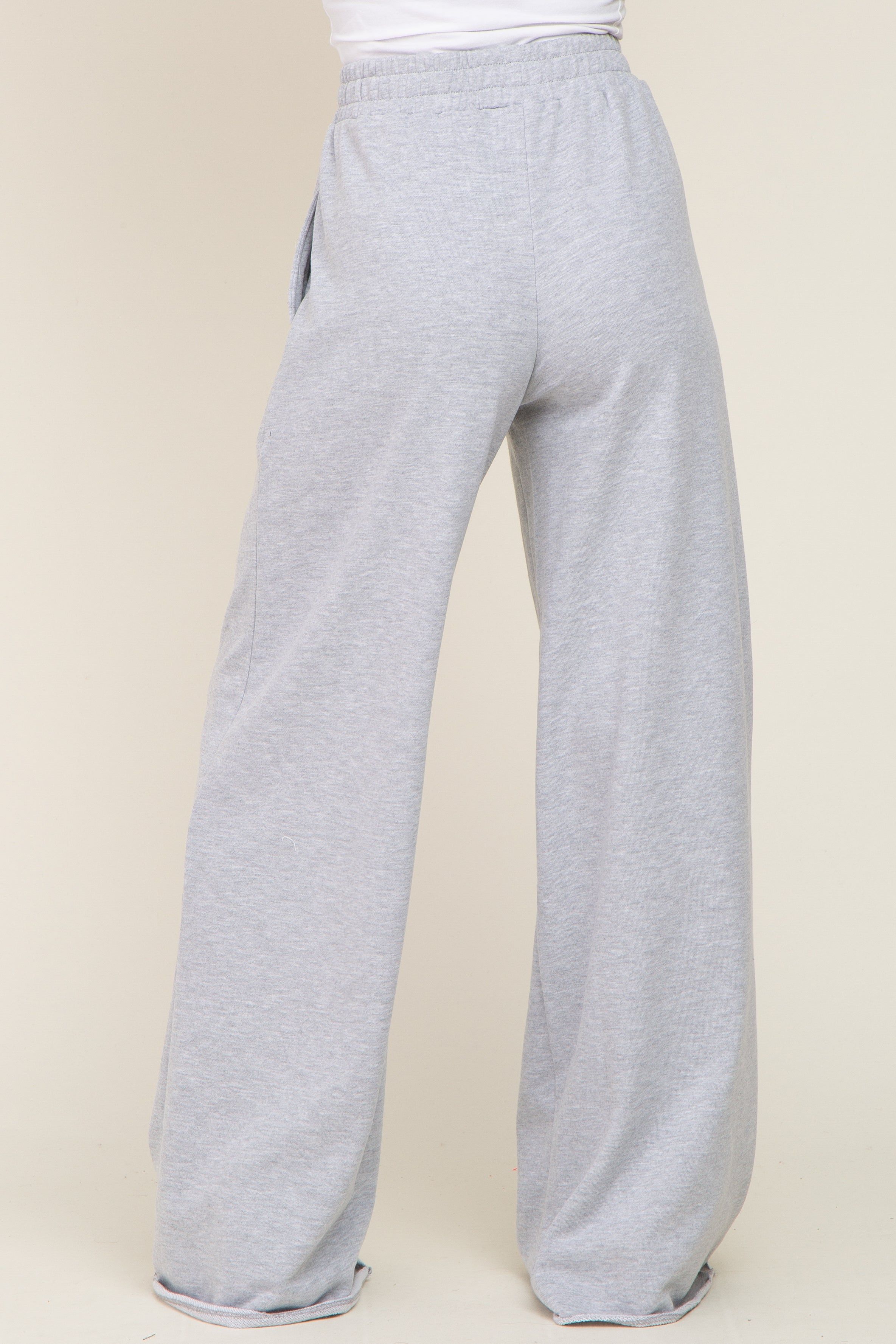 Heather Grey Wide Leg Fray Hem Sweatpants sold by Pinkblush product image thumbnail 4