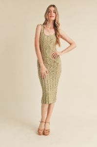 Sage Sleeveless Knit Midi Dress sold by Pinkblush