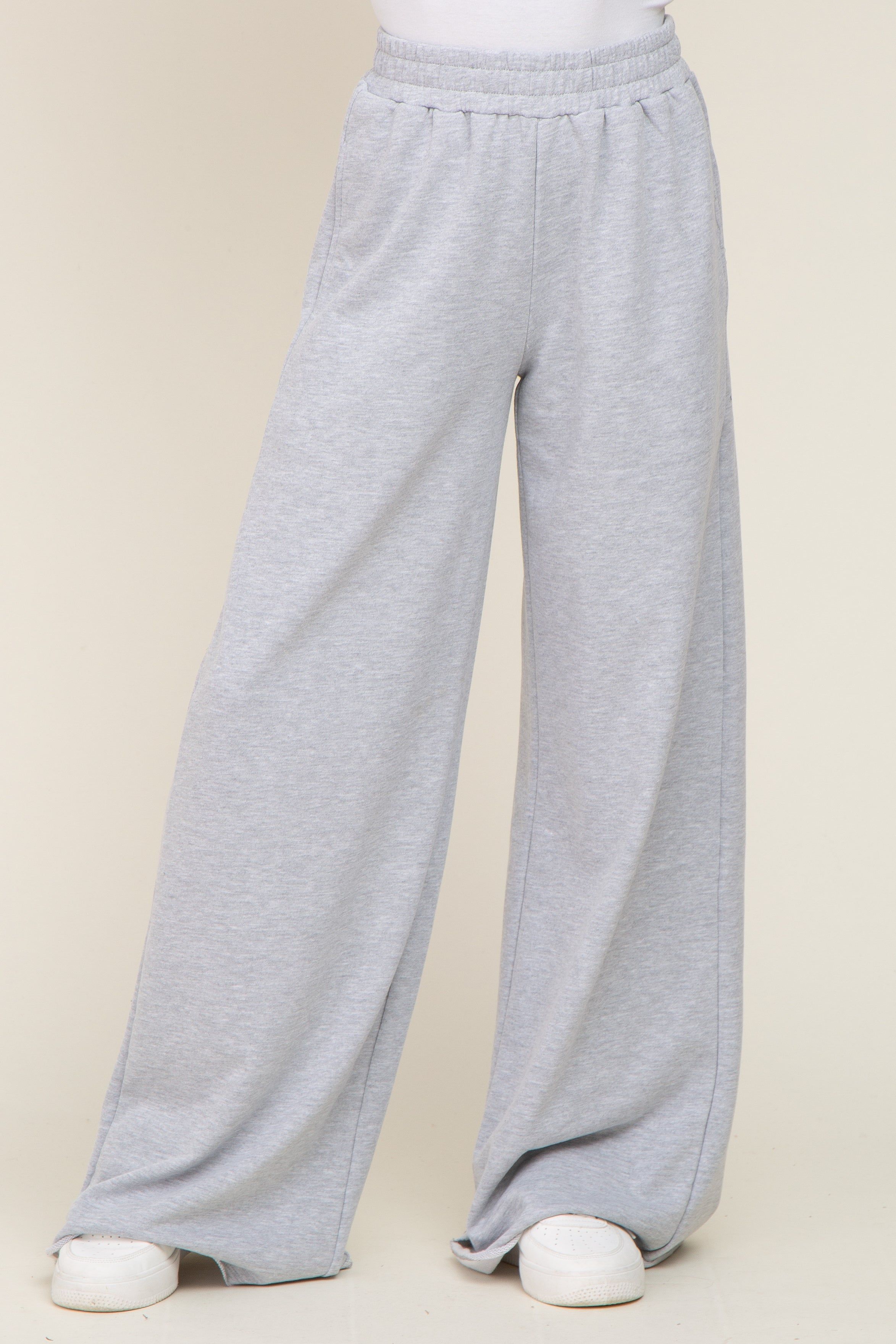 Heather Grey Wide Leg Fray Hem Sweatpants sold by Pinkblush product image thumbnail 2