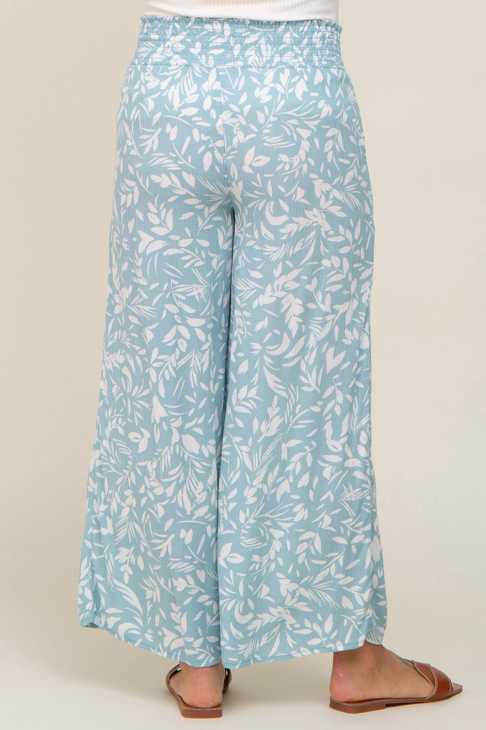 Light Blue Leaf Print Wide Leg Maternity Pants sold by Pinkblush product image thumbnail 4