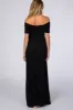 PinkBlush Black Off The Shoulder Short Sleeve Maternity Maxi Dress sold by Pinkblush