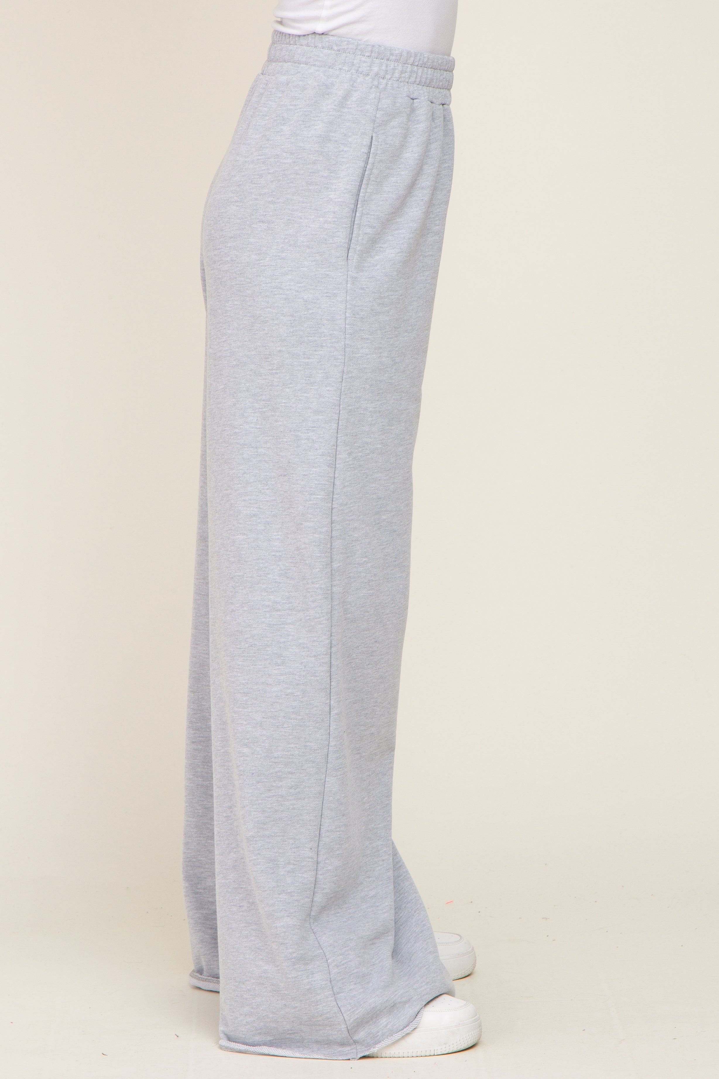 Heather Grey Wide Leg Fray Hem Sweatpants sold by Pinkblush product image thumbnail 3