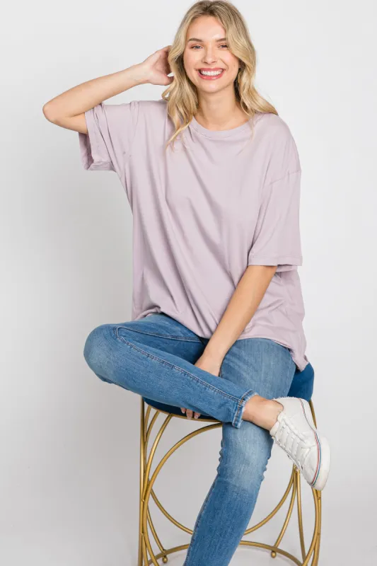 Lavender Basic Oversized Tee sold by Pinkblush