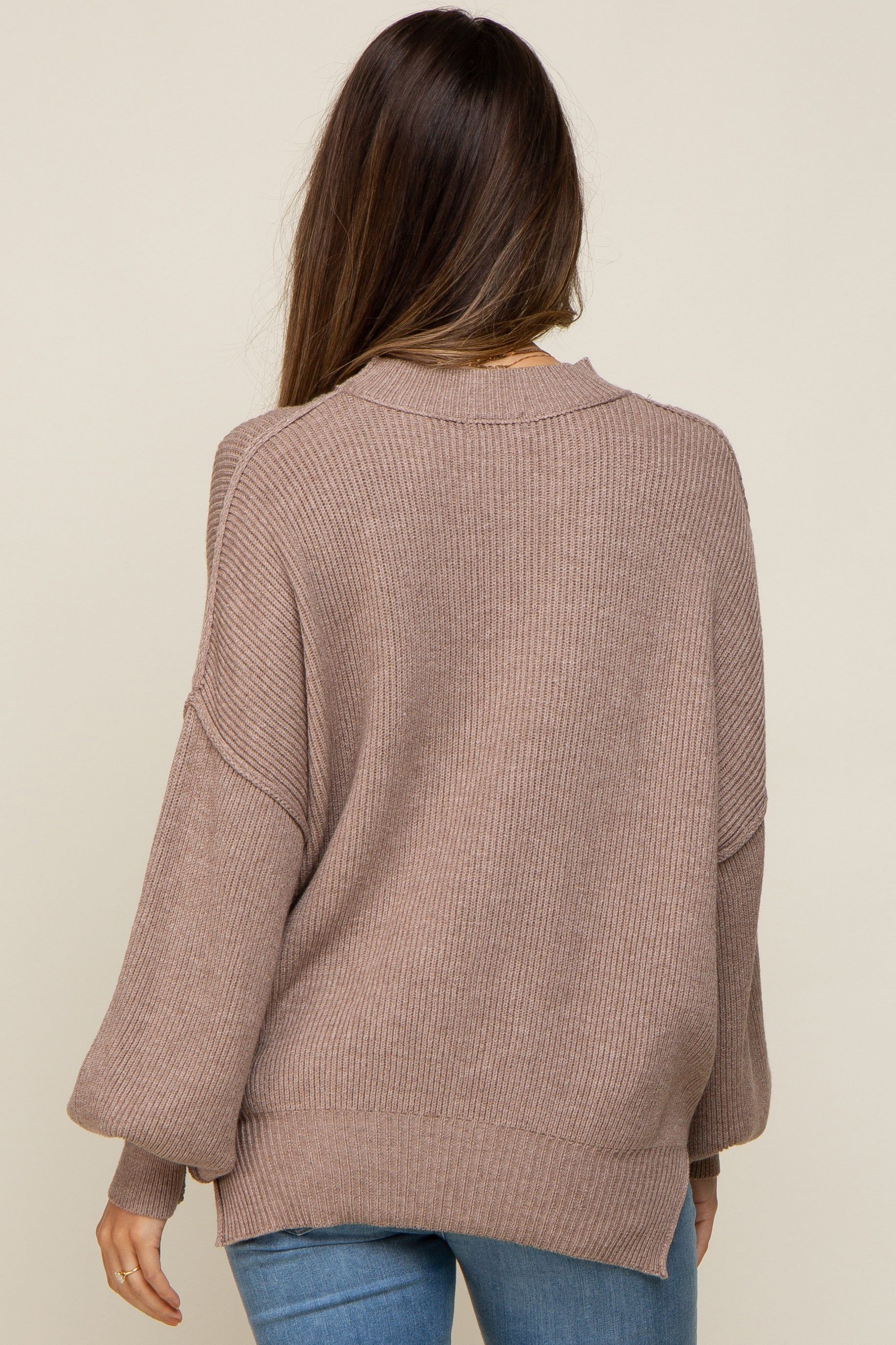Mocha Knit Mock Neck Maternity Sweater sold by Pinkblush product image thumbnail 3
