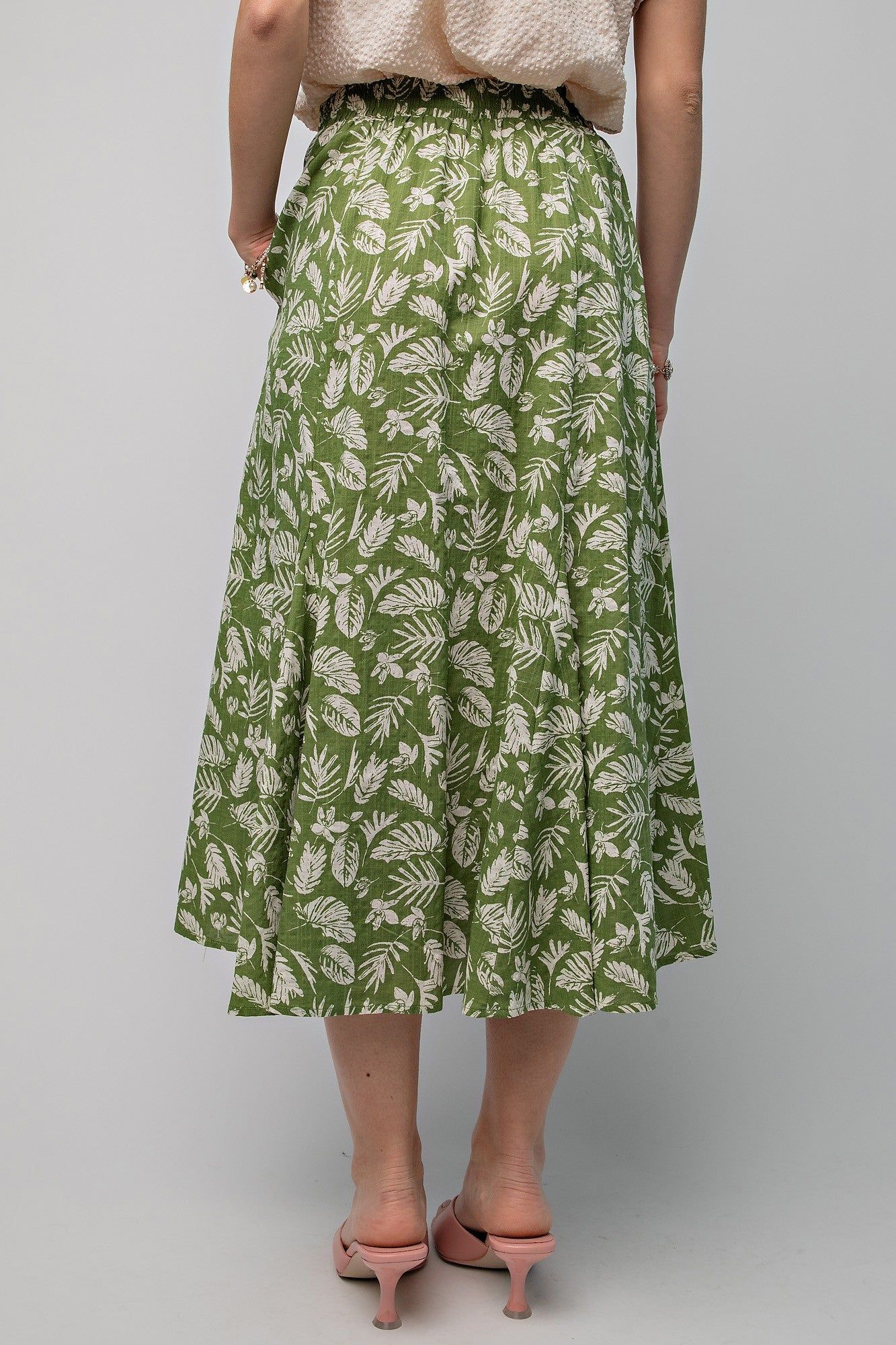 Green Floral Pleated Midi Skirt sold by Pinkblush product image thumbnail 5