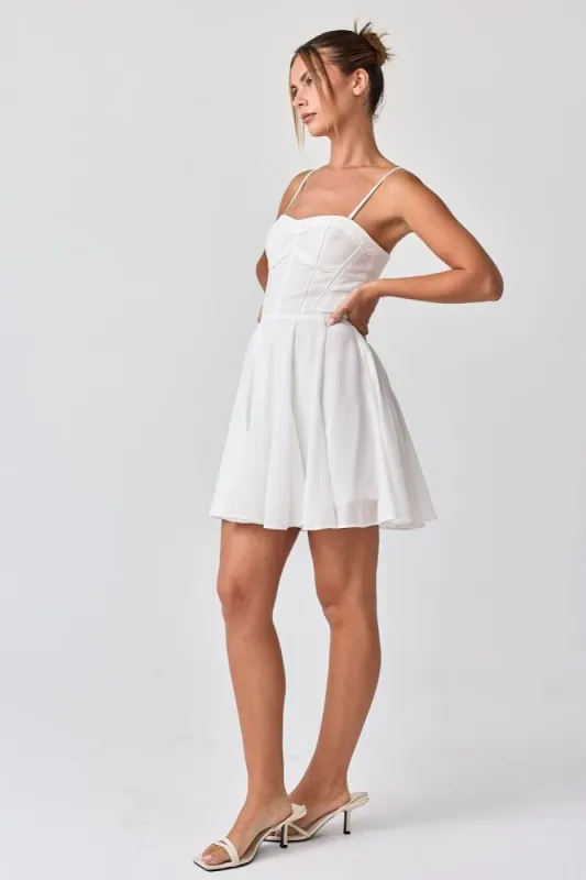 White Chiffon Bustier Mini Dress sold by Pinkblush