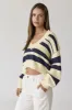 Navy V-Neck Stripe Sweater Top sold by Pinkblush