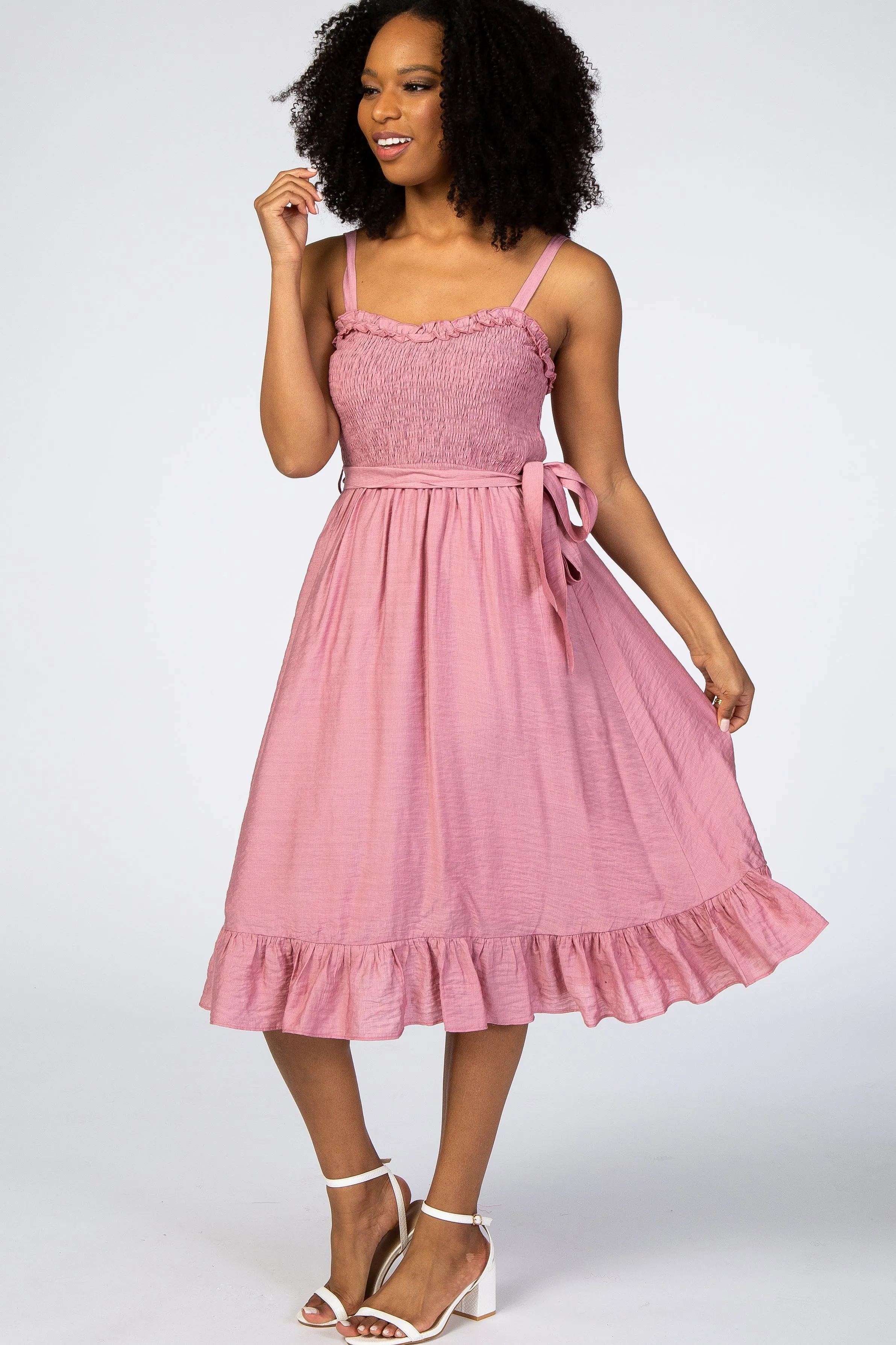 Pink Ruffle Smocked Dress sold by Pinkblush product image thumbnail 2
