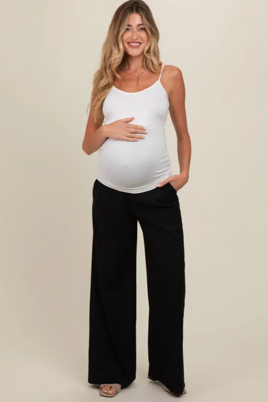 Black Wide-Leg Maternity Trousers sold by Pinkblush