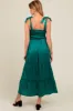 Forest Green Satin Smocked Maternity Maxi Dress sold by Pinkblush
