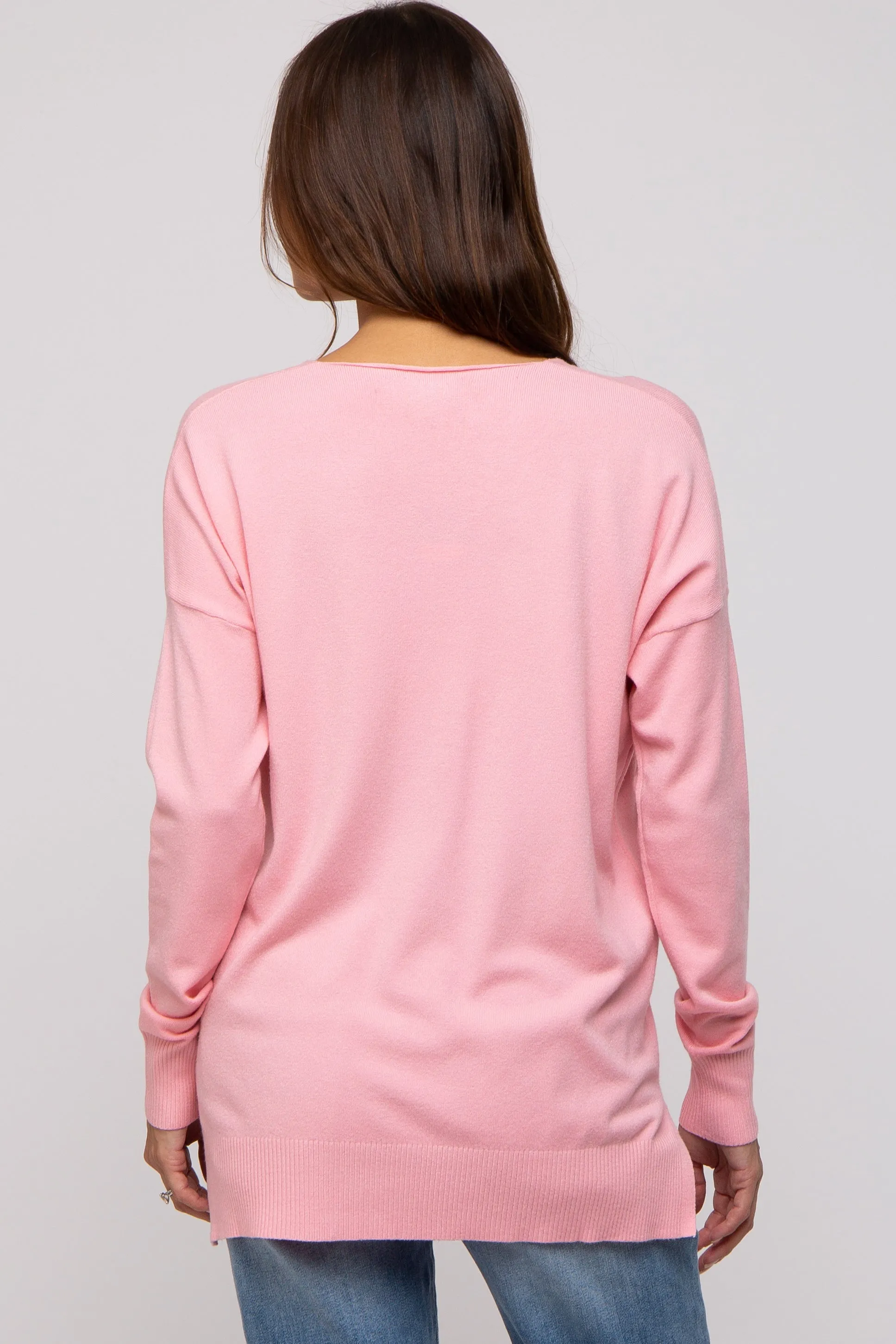 Pink Long Sleeve Side Slit Maternity Sweater sold by Pinkblush product image thumbnail 3