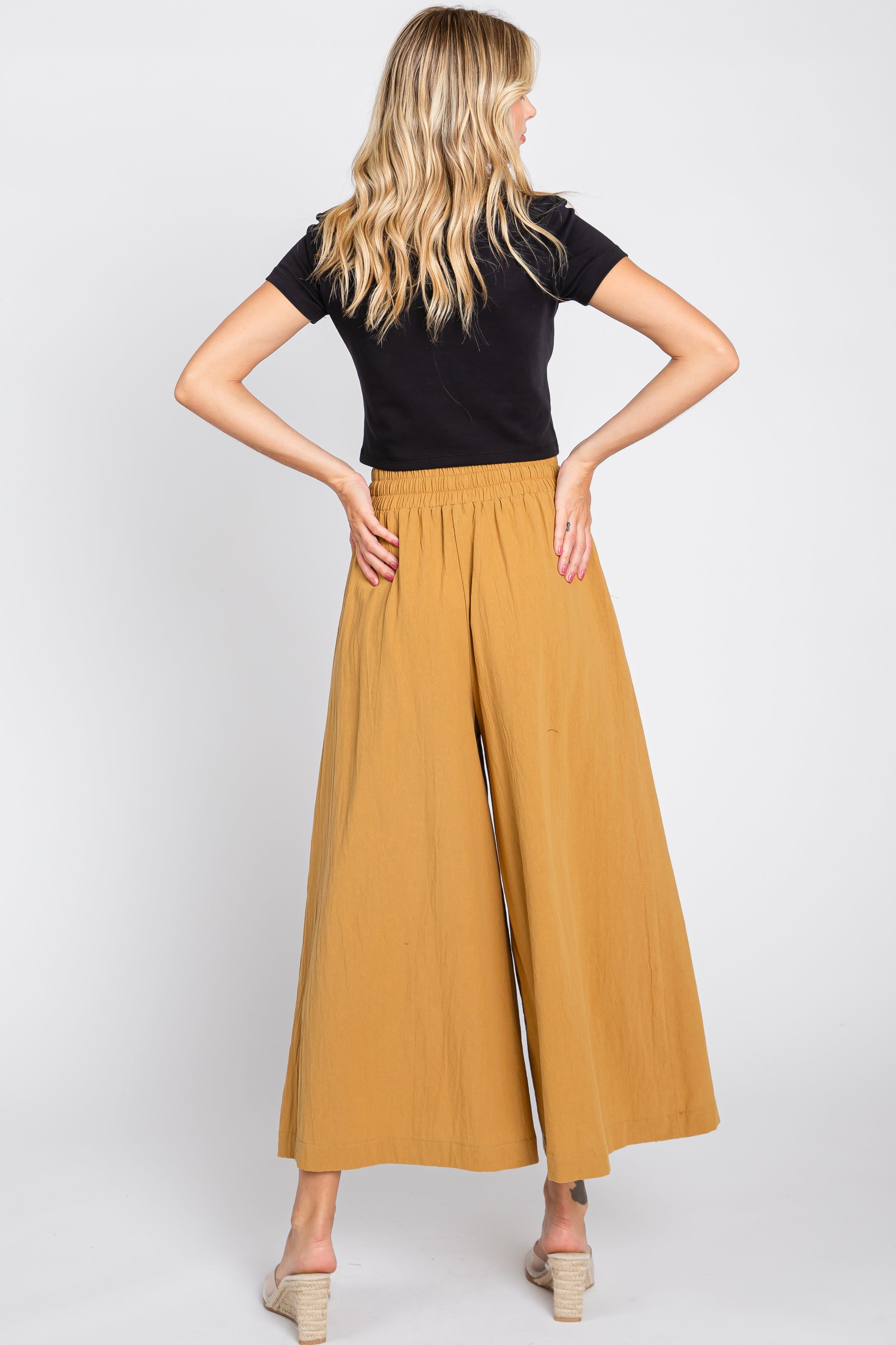 Dark Yellow Drawstring Wide Leg Pants sold by Pinkblush product image thumbnail 3