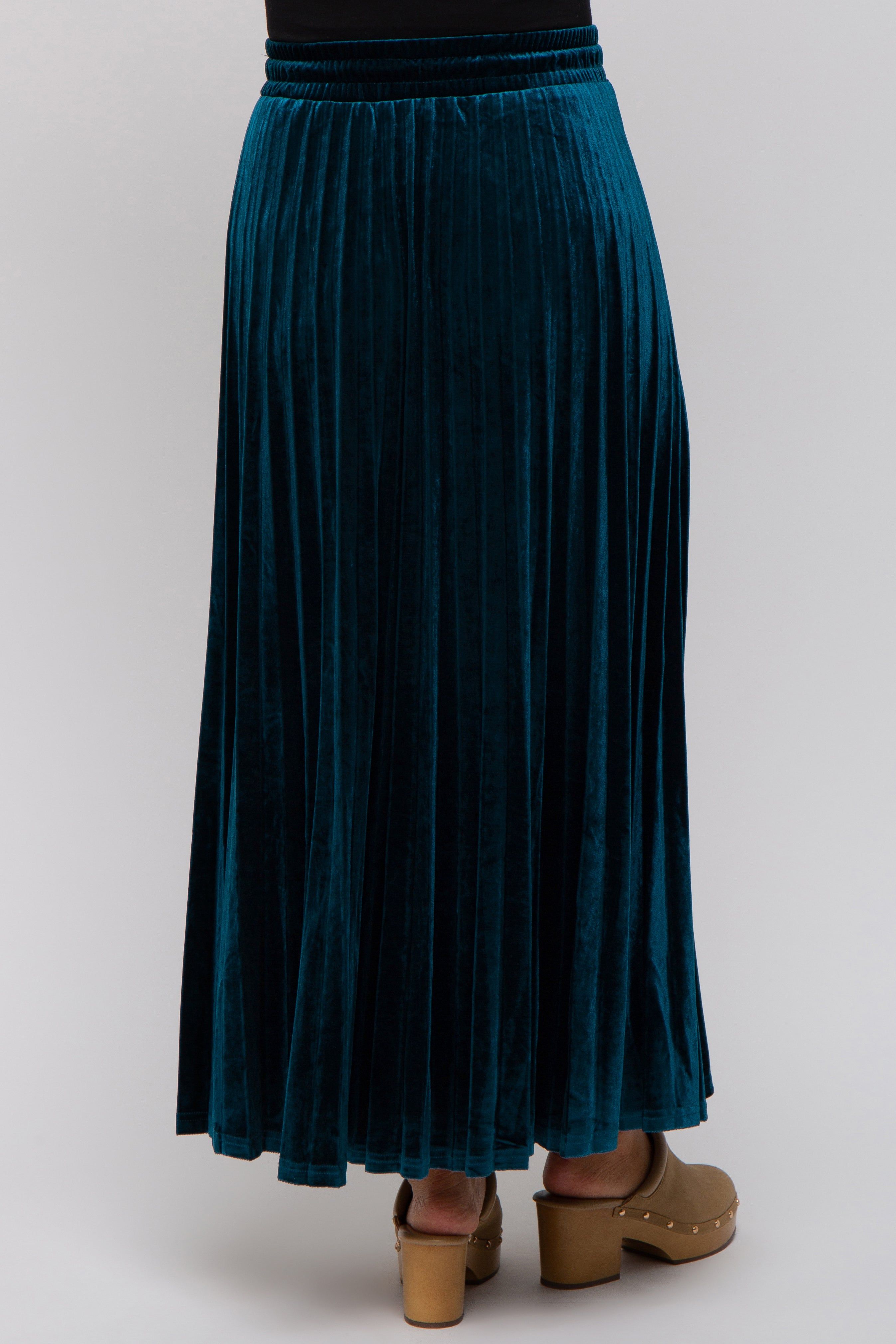 Teal Velvet Knit Drawstring Maternity Maxi Skirt sold by Pinkblush product image thumbnail 5