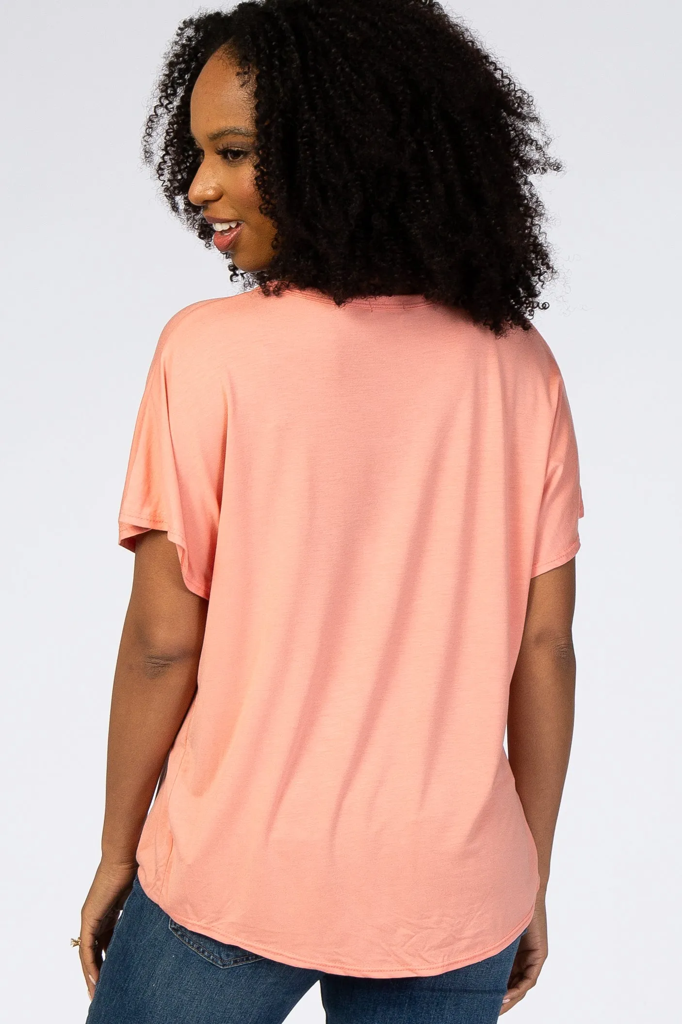 Peach Tie Front Short Sleeve Top sold by Pinkblush product image thumbnail 3