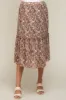 Mocha Floral Plisse Ruffle Accent Maternity Midi Skirt sold by Pinkblush