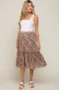 Mocha Floral Plisse Ruffle Accent Maternity Midi Skirt sold by Pinkblush