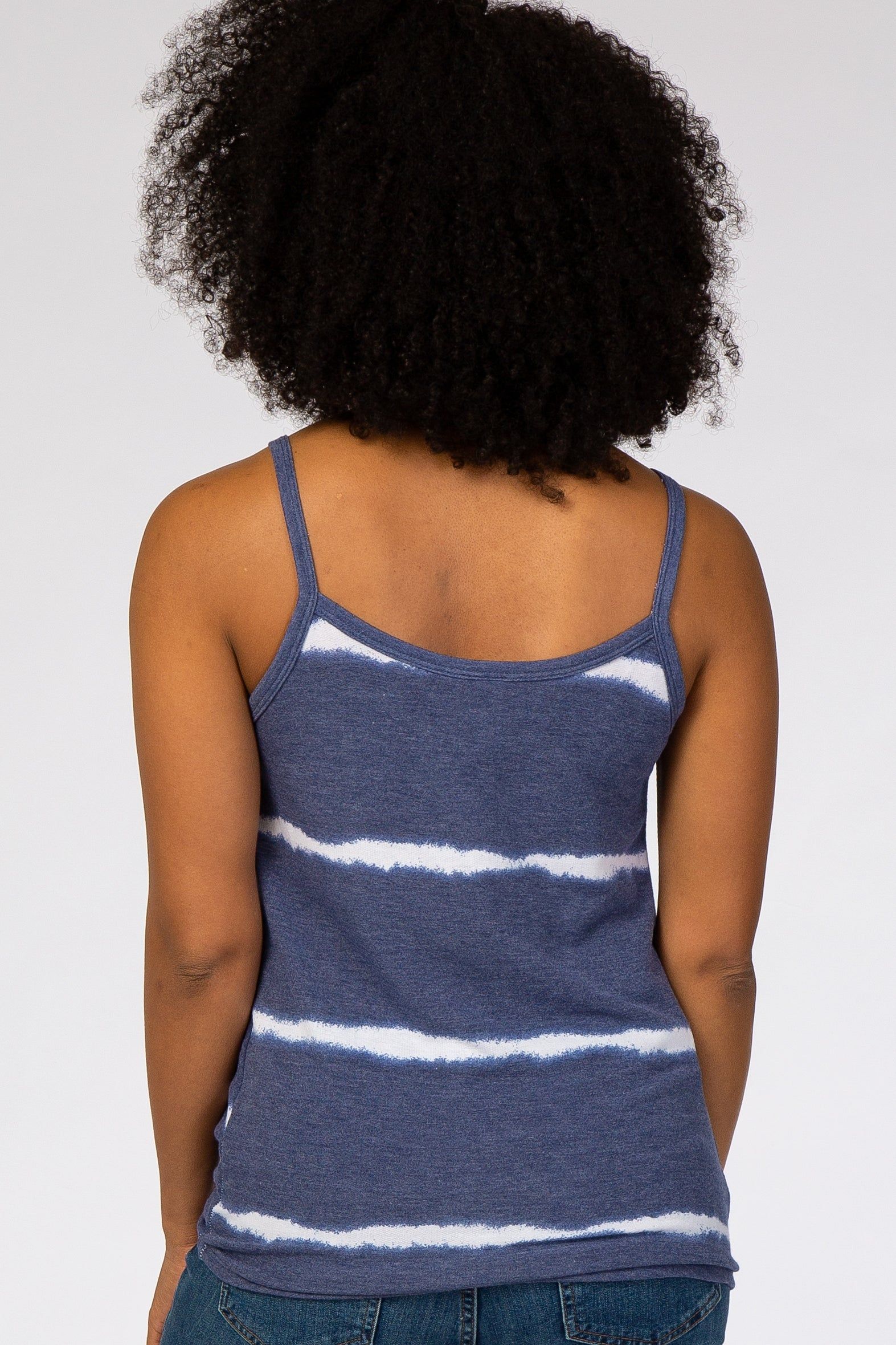 Navy Tie Dye Striped Tank Top sold by Pinkblush product image thumbnail 3