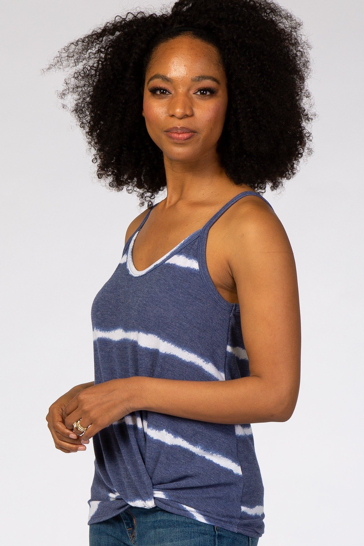 Navy Tie Dye Striped Tank Top sold by Pinkblush product image thumbnail 2