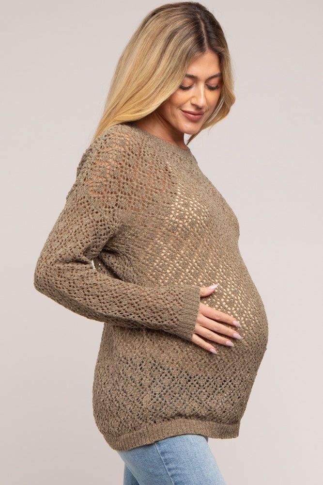 Olive Chenille Open Knit Maternity Sweater sold by Pinkblush product image thumbnail 2