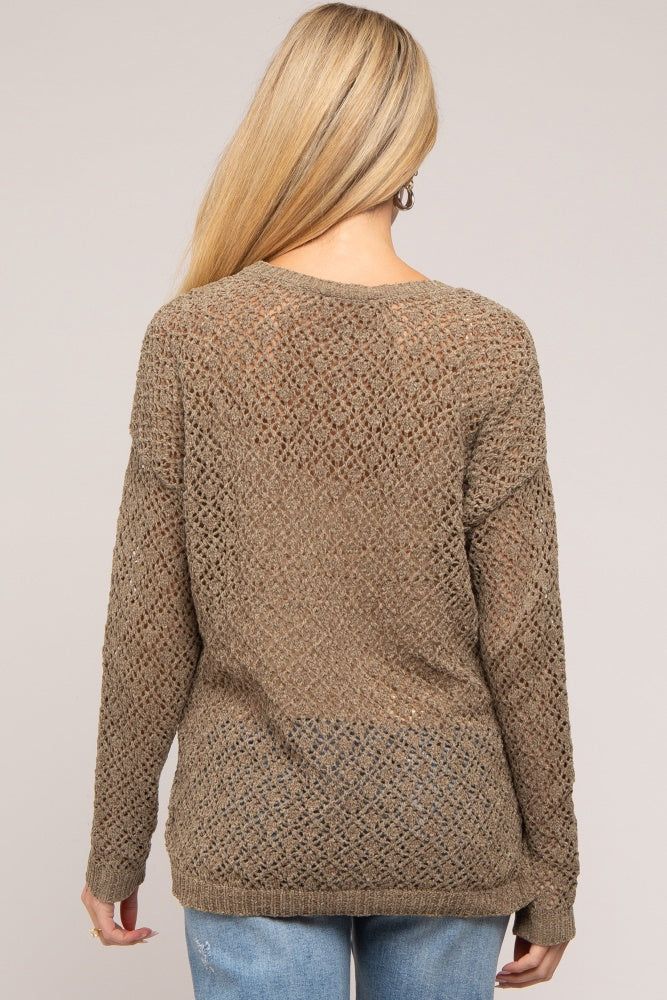 Olive Chenille Open Knit Maternity Sweater sold by Pinkblush product image thumbnail 3