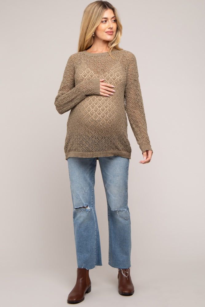 Olive Chenille Open Knit Maternity Sweater sold by Pinkblush product image thumbnail 4