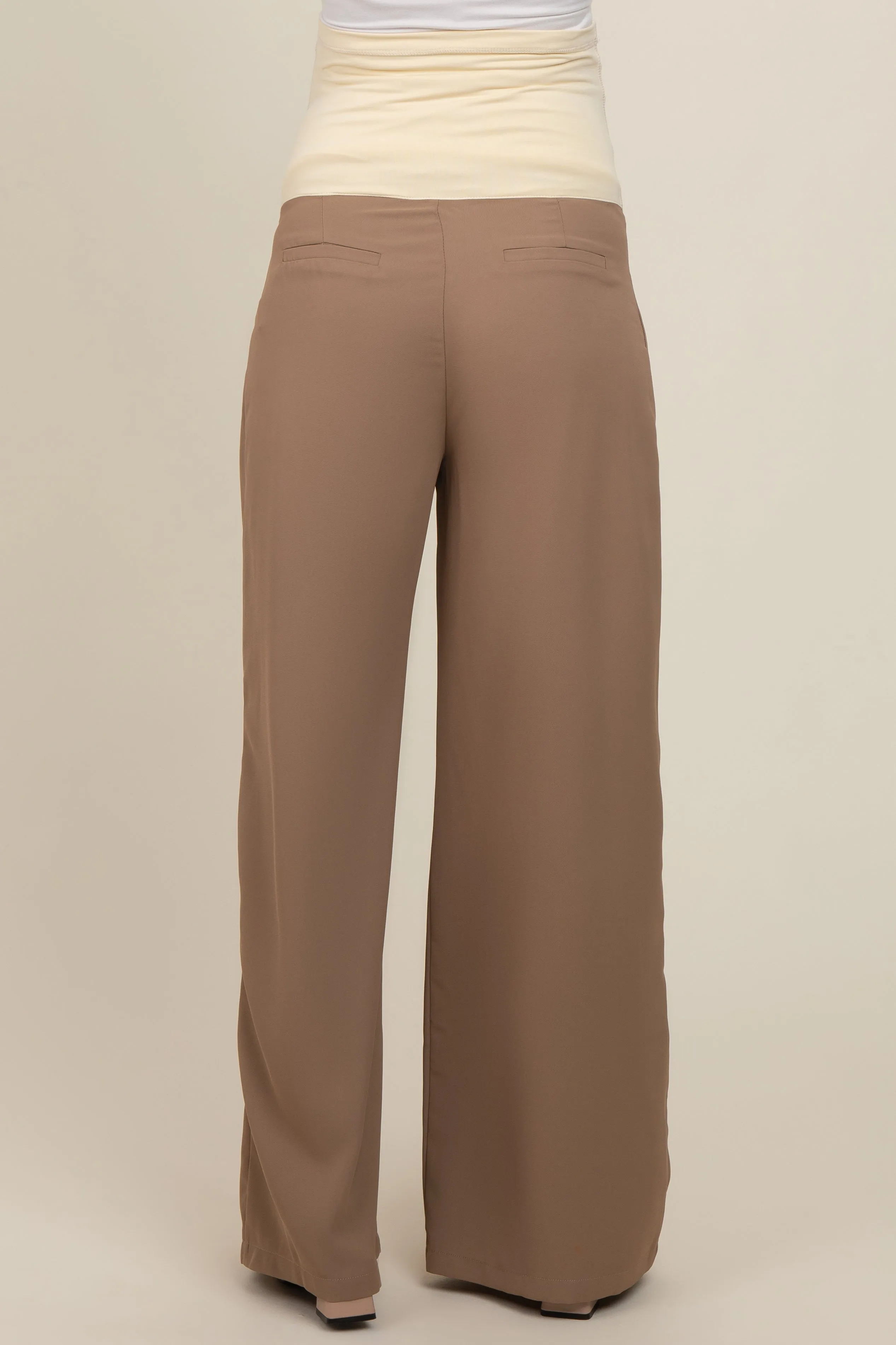 Taupe Wide-Leg Maternity Trousers sold by Pinkblush product image thumbnail 5