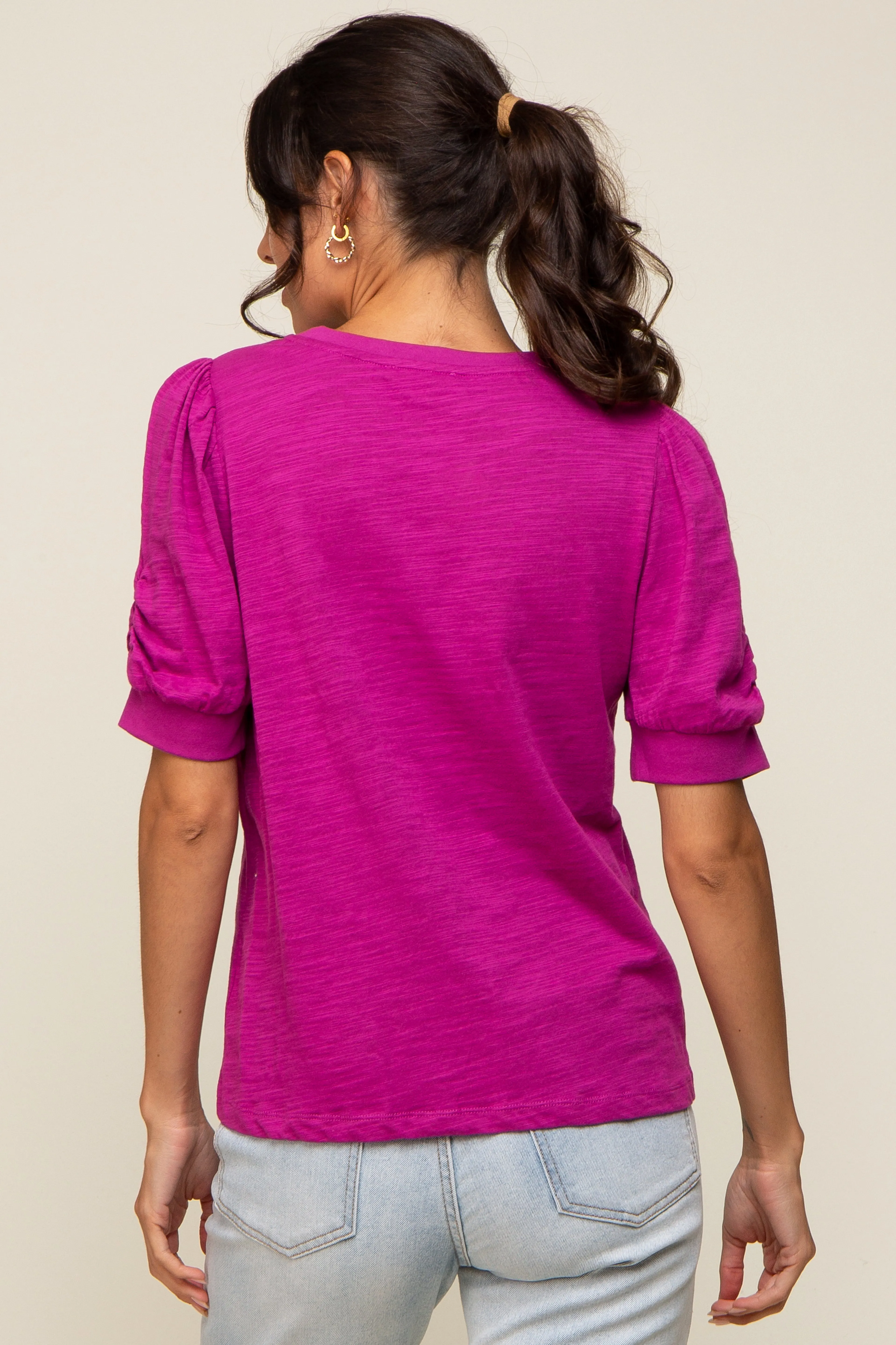 Fuchsia Puff Sleeve Top sold by Pinkblush product image thumbnail 3