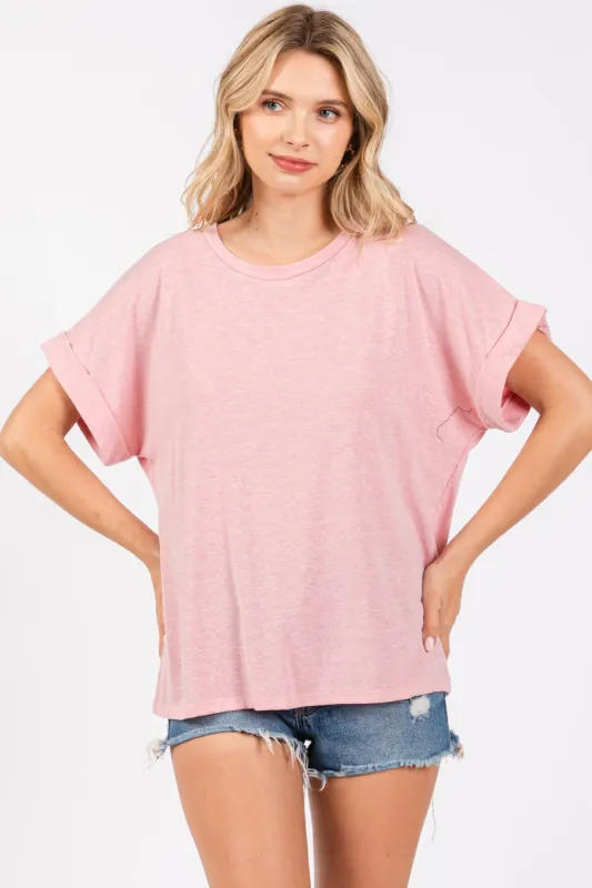 Pink Cuff Short Sleeve Top sold by Pinkblush
