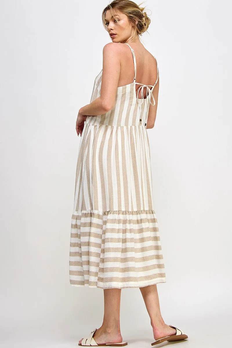 White Taupe Stripe Midi Dress sold by Pinkblush product image thumbnail 5