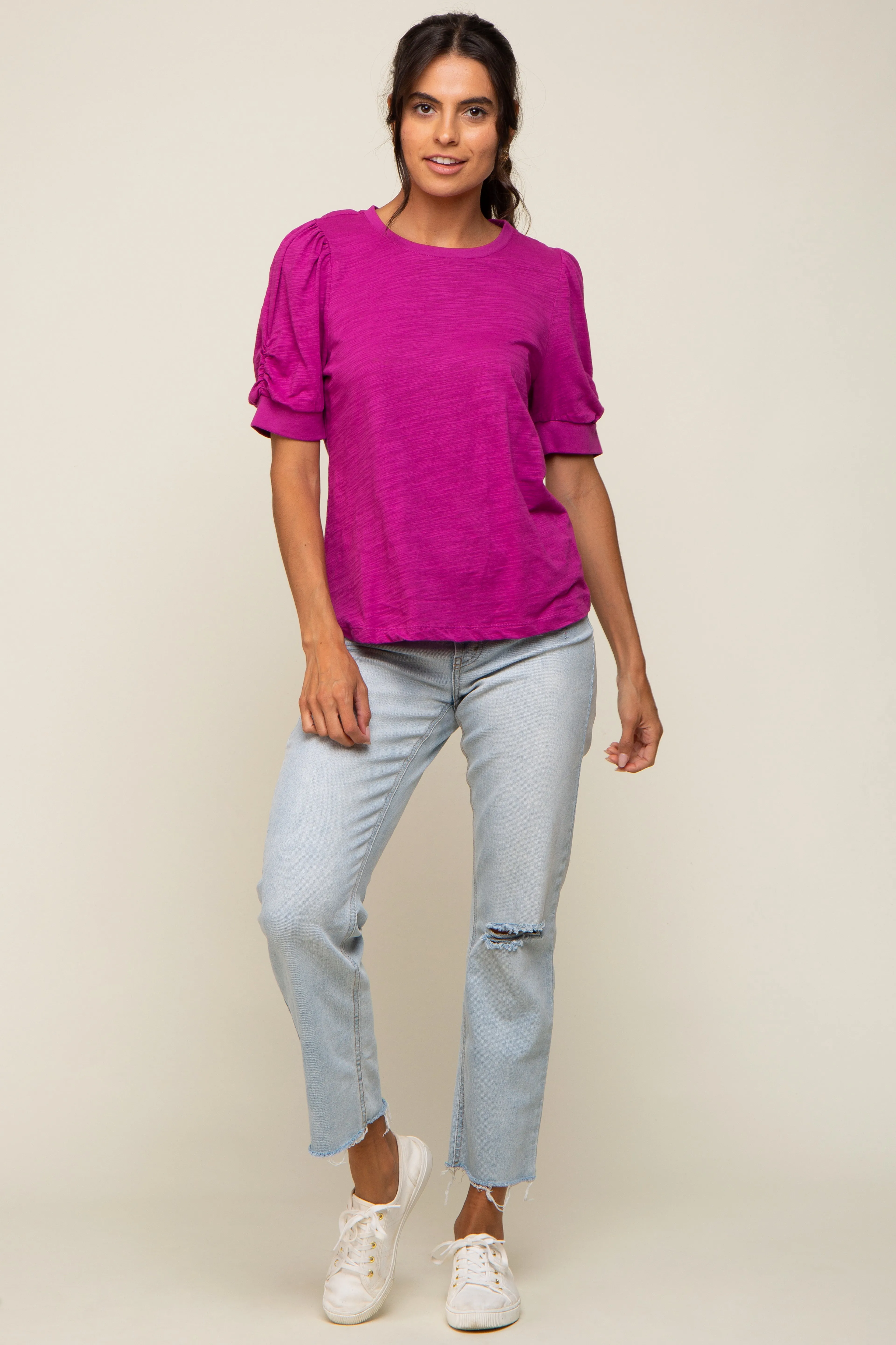 Fuchsia Puff Sleeve Top sold by Pinkblush product image thumbnail 4