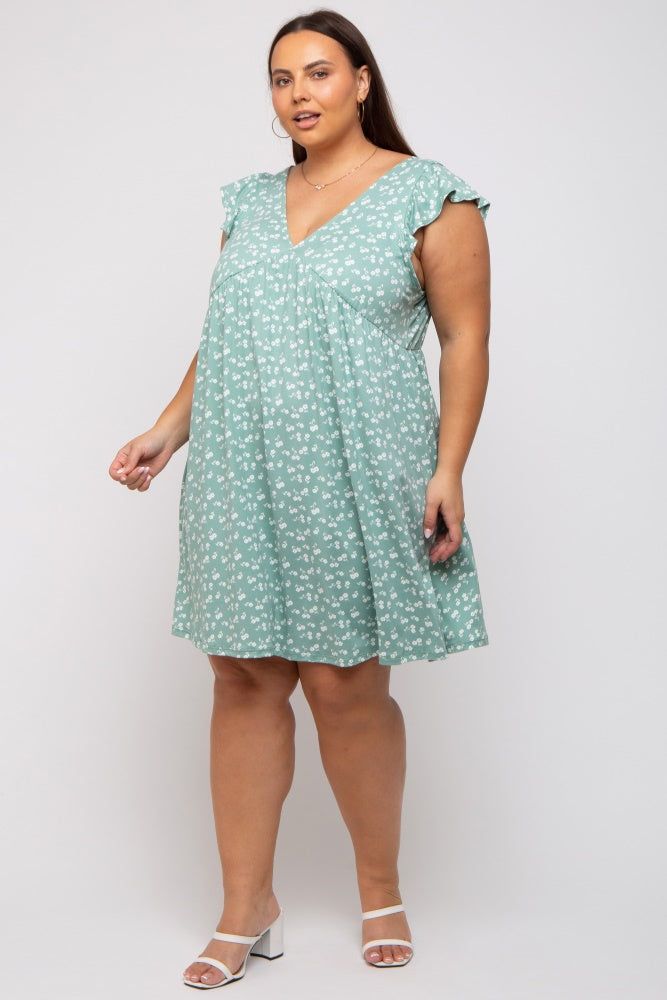 Mint Green Floral Flounce Maternity Plus Dress sold by Pinkblush product image thumbnail 5