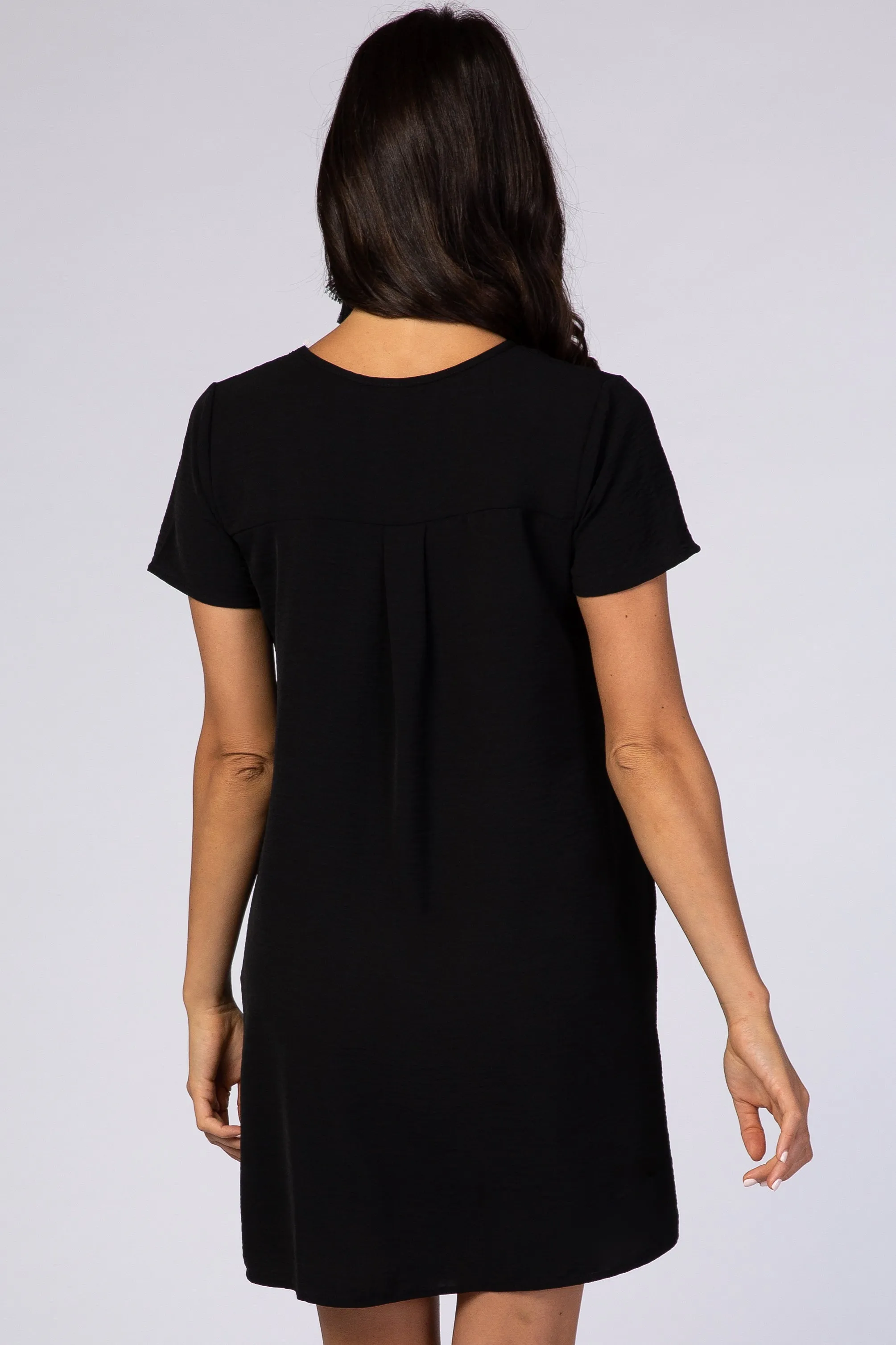 Black V-Neck Short Sleeve Dress sold by Pinkblush product image thumbnail 4