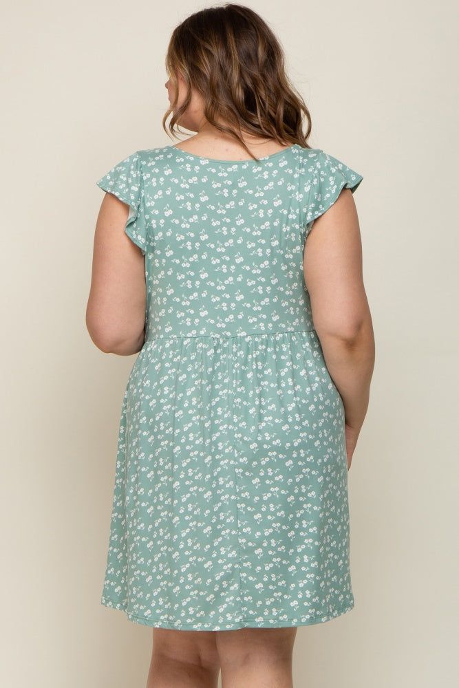 Mint Green Floral Flounce Maternity Plus Dress sold by Pinkblush product image thumbnail 3