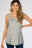 Heather Grey Striped Round Neck Maternity Tank Top sold by Pinkblush